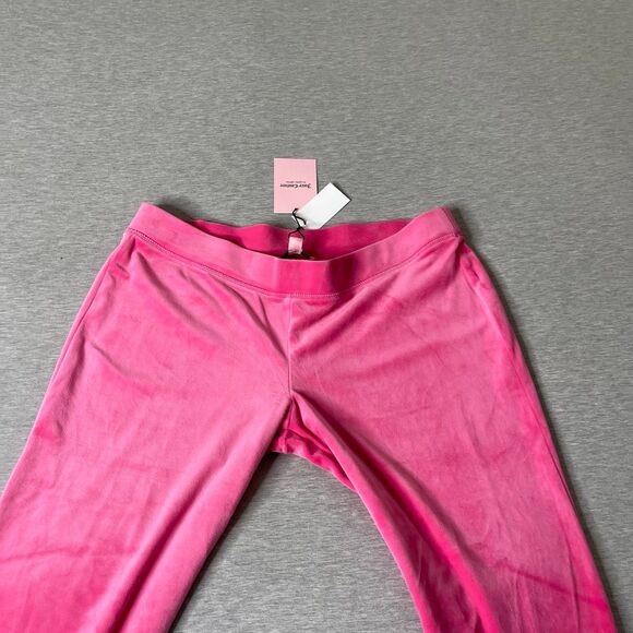 Juicy Couture Velour Hot Pink Rhinestone Logo Flare Sweatpants - Picture 7 of 12